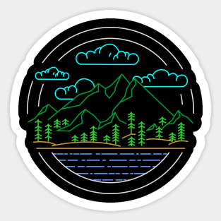 Mountains Line Art Sticker